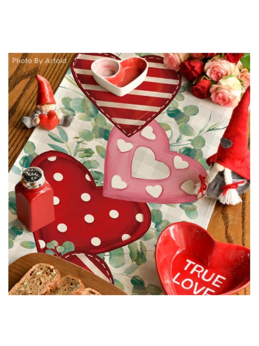 NEW Eucalyptus Hearts Valentines Table Runner Dining 13x90 Tablecloth